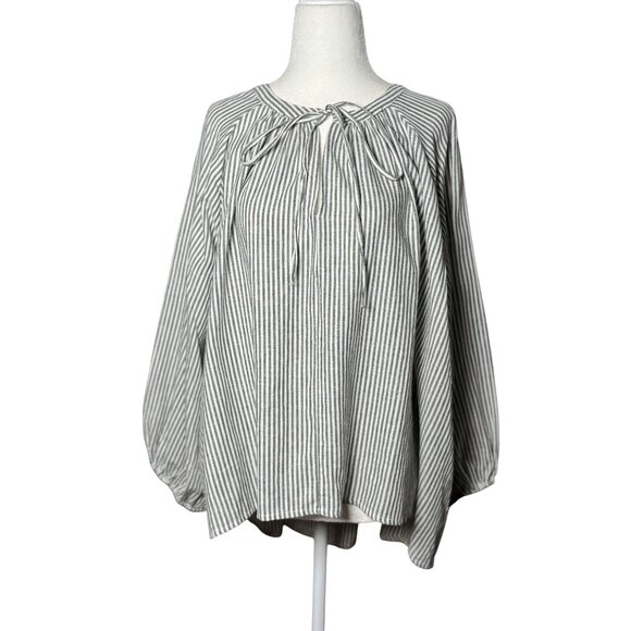 NEW A New Day Top Women’s XL Blue White Striped 3/4 Sleeves Blouse Flowy Casual - Picture 2 of 9